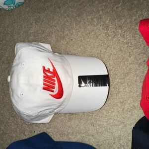 Nike White Hat with Red Emblem